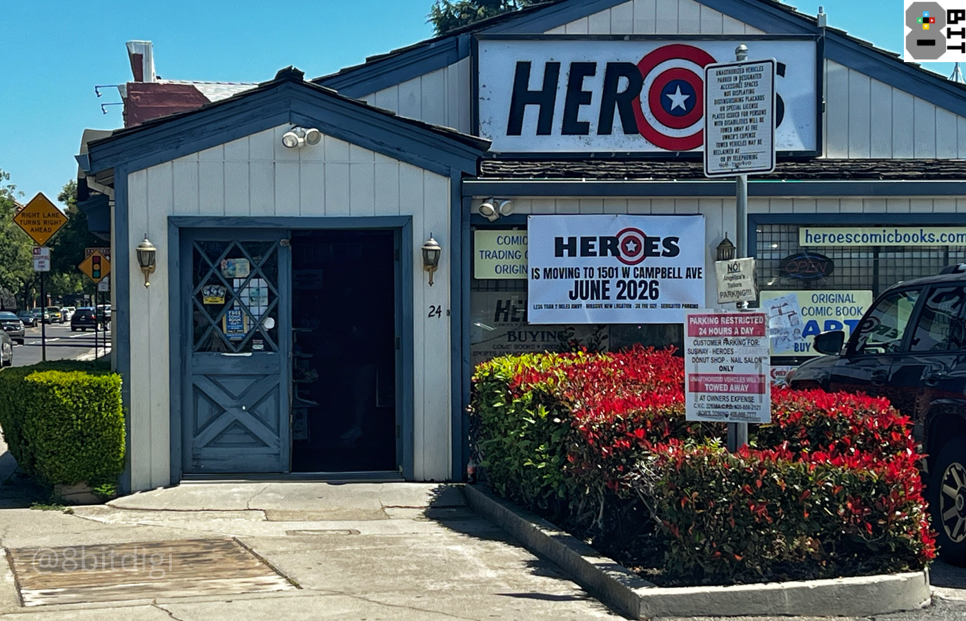Heroes Comic Books in Downtown Campbell. 8Bit/Digi